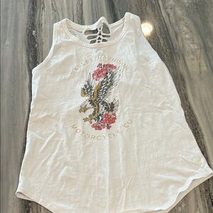 Harley-Davidson NWOT White Tank with Eagle and Floral Sz S sexy shirt braided